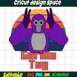 Editable Gorilla Tag Stickers SVG, Gorilla Tag PNG Coloring pages, Gorilla Tag Printable for Birthday Gift, Gorilla Tee
