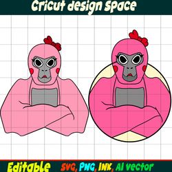 Editable Gorilla Retro TeeTag SVG, Gorilla Tag PNG Coloring pages, Gorilla Tag Printable for Birthday Gift, Gorilla Tee