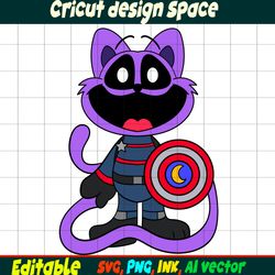 Editable Smilling Critters Humanized Bobby Captain America CatNap from Poppy Playtime Digital Download Vector