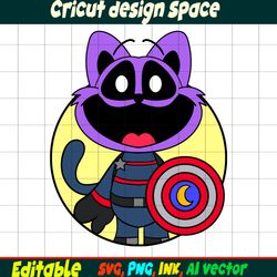Editable Sticker Smilling Critters Humanized Bobby Captain America CatNap from Poppy Playtime Digital Download Vector