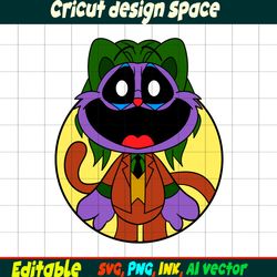 Editable Sticker Smilling Critters Humanized Bobby, Joker CatNap from Poppy Playtime Digital, Download Vector Printable