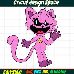 SMILING Critters Sticker Female CatNap Sticker Editable CatNap Monster,CatNap SVG Coloring pages Birthday Gift Vector