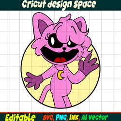 SMILING Critters Sticker Female CatNap Sticker Editable CatNap Monster,CatNap SVG Coloring pages Birthday Gift Vector.