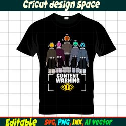Editable Content Warning Vintage T-Shirt SVG,PNG,Content Warning Coloring Page Printable, Tee Content Warning Logo,Cut