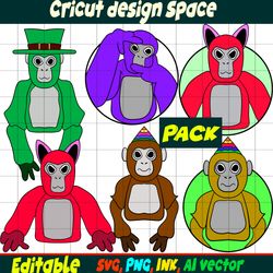 Gorilla Tag Cut file Editable Gorilla Tag SVG, Gorilla Tag PNG Coloring pages, Gorilla Tag Printable for Birthday Gift,