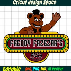 Editable Five Nights At Freddy's SVG, Freddy Fazbzar's pizza place Logo, PNG, Ink Printable for T-Shirt Birthday Gift,