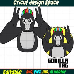 Gorilla Tag Sticker Editable SVG, Gorilla Tag PNG, vinyl Sticker to Print, Gorilla Tag Printable SVG, Png, Cut file,SVG