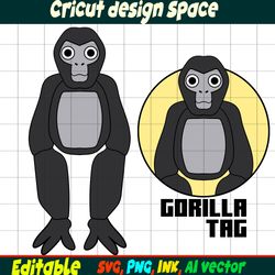 Editable Stickers Gorilla Tag SVG, Gorilla Tag PNG, vinyl Sticker to Print, Gorilla Tag Printable SVG, Png