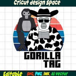 T-Shirt Gorilla Tag Editable SVG, Gorilla Tag PNG, vinyl Sticker to Print, Gorilla Tag Printable for Birthday Gift, Cut