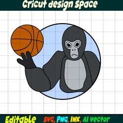 Editable Stickers Gorilla Tag SVG, Gorilla Tag PNG, vinyl Sticker to Print, Gorilla Tag Printable SVG, Basketball