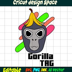 Editable Stickers Gorilla Tag SVG, Gorilla Tag PNG, vinyl Sticker to Print, Gorilla Tag Printable SVG, Ink