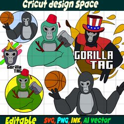 Gorilla Tag Editable SVG, Gorilla Tag PNG, vinyl Sticker to Print, Gorilla Tag Printable SVG, Png, Cut file,Stickers