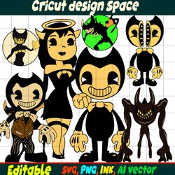 Editable Concept bendy SVG Bendy Tom,Piper Sticker,Beast Bendy, Fisher Ink demonz 2, Alice Angel,Coloring Pages Bendy