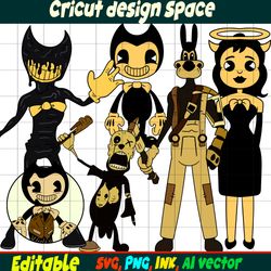 Editable SVG Bendy Tom,Piper Sticker,Concept bendy,Beast Bendy, Fisher Ink demonz 2, Alice Angel,Coloring Pages Bendy.