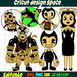 Concept bendy,Beast Bendy, Fisher Ink demonz 2, Alice Angel,Coloring Pages Piper Bendy Printable for Birthday Gift, Cut