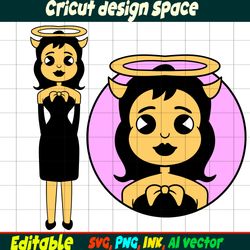 Alice Angel Bendy SVG, Alice Angel Bendy Sticker bendy PNG Printable,Coloring Pages Bendy Printable for Birthday