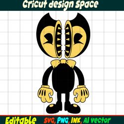 Editable Concept bendy SVG, Concept bendy PNG Printable,Concept bendy Coloring Pages Bendy Printable for Birthday Gift,