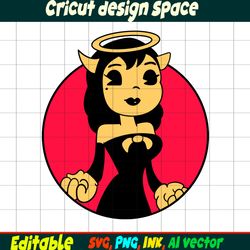 Alice Angel Sticker The Ink Machine SVG, Bendy, sublimation, print, Bendy Coloring Pages Printable for Birthday Gift