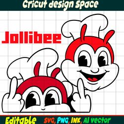 Editable Jollibee SVG, Jollibee Sticker,Midlle finger Head Sticker Coloring pages Printable for Birthday Gift, Cut file,