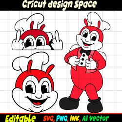Editable Jollibee SVG, Jollibee Sticker,Midlle finger Head Sticker Coloring pages Printable for Birthday Gift, Cut file