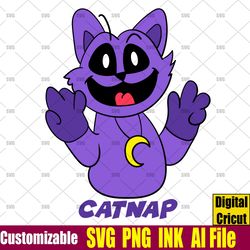Editable CatNap Moon SVG, CatNap Moon Png CatNap Moon Coloring page Birthday Gift, PNG,Cut file,Instant Download.