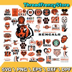 50 Files Cincinnati Bengals Team Bundle Svg, Cincinnati Bengals svg, NFL Teams svg, NFL Svg, Png, Dxf, Eps