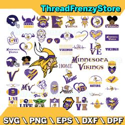 50 Files Minnesota Vikings Team Bundle Svg, Minnesota Vikings svg, NFL Teams svg, NFL Svg, Png, Dxf, Eps