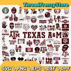66 Files Texas A and M Aggies Team Bundle Svg, Texas A&M Aggies Svg, NCAA Teams svg, NCAA Svg, Png, Dxf, Eps