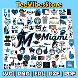 76 Files Miami Marlins Team Bundles Svg, Miami Marlins SVG, MLB Team Svg, MLB Svg, Instant Download