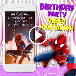 Spiderman video invitation, spiderman birthday party animated invite, Marvel superheroes mobile digital custom video