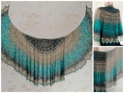 Wool Gradient Shawl, lace shawl, shawl, soft shawl, gradient semi-circular shawl