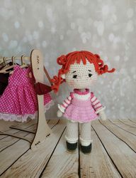 Game doll, the doll in pink, doll, knitted doll, interior doll, game doll, doll in clothes