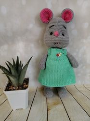 The Mouse, mouse in clothes, knitted mouse, interior mouse, game mouse, mouse in clothes