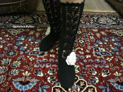 Black boots, Knitted boots, boots, women's boots