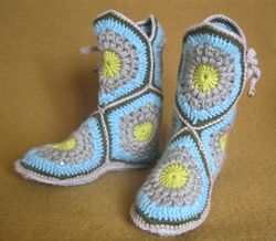Ugg boots, homemade knitted boots,Knitted boots, boots, women's boots