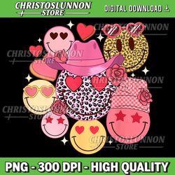 Cute Smile Face Flower Happy Valentine Days Heart Kids Girls Png, Valentines Smiley Faces Png, Sublimation Design Png
