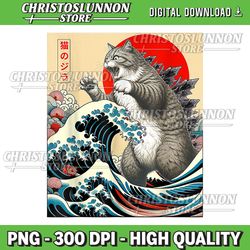 Catzilla Cat Japanese Art Cat Owner Cat Lover Gifts Png, Purrfect Godzilla Png, Cat Eps Png, Humor Humour Funny Png