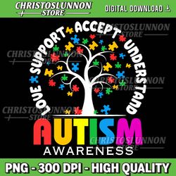 Autism Awareness Tree Png, Love Support Accept Understand, Autism PNG, Love Accept Support Png, Love Accept Support