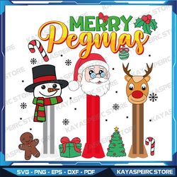 Merry Pegmas Svg, Santa Svg, Snowman Svg, reindeer Svg, Christmas Sublimation Design, Instant Download