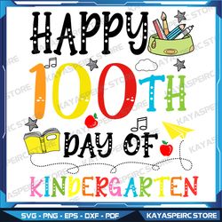 Happy 100th Day Of Kindergarten Svg, Clorful Svg, Happy 100th Day Of School Gift Svg, Digital Download, Instant Download