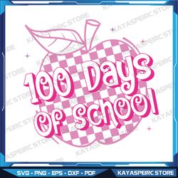Cute 100th Day Pink Teacher Women Girls Svg, 100 Days Of School Svg, Retro 100 days of school Svg, Retro Apple Svg