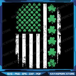US American flag with shamrocks for St Patricks day Png, Vintage American Flag St. Patrick's-Day Png, American Flag Png