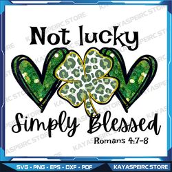 Not Lucky Simple Blessed Leopard Shamrock Patricks Day Irish Png, St Patrick's Day Png, Shamrock Leopard Glitter Png