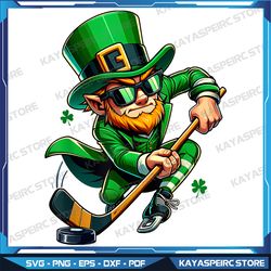 Leprechaun Playing Hockey St Patricks Day Sport Mens Boys Png, Happy St. Hat Trick's Day Png, St. Patrick's Day Png