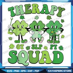 Retro Therapy Squad St Patricks Day SLP OT PT Team Shamrocks Png, Shamrock Png, Occupational Therapy Png