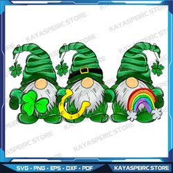 Lucky Rainbow Gnome Happy St Patrick's Day Kids Women Men Png, Digital Download Printable Artwork, Lucky 3 Gnomes