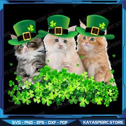 Three Cat St Patricks Day Kitty Kitten Lover Irish Png, Gift for Cat Lover, Lucky Irish Cat Png Happy St Cat Tricks Day