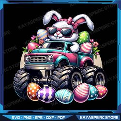Kids Happy Easter Bunny Monster Truck Png, Easter Egg Png, Happy Easter Png, kids Easter png, Easter truck png