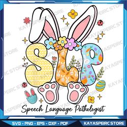Speech Language Pathologist Png, Bunny Bunnies Happy Easter SLP Png, Easter Day Design, Happy Easter Day Png