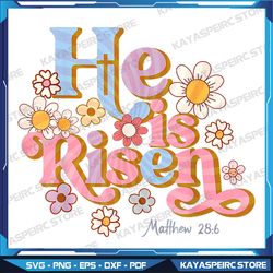 Retro Easter Groovy Png, He Is Ri-sen Christian Png, Easter Png Sublimation He is Ri-sen Design, Jesus Easter Png
